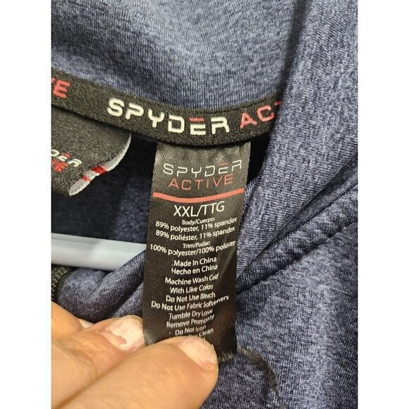 Spyder Active Mens Top Size XXL Navy Blue ProW B 1/4 Zip Long Sleeve Pullover - Picture 5 of 9